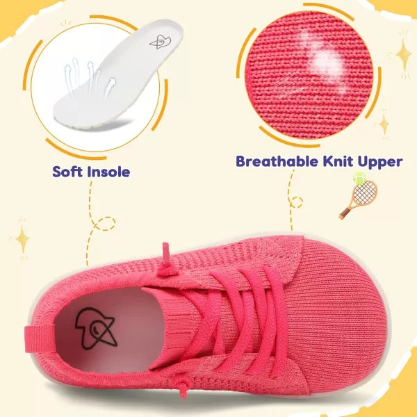 imageLeIsfIt Toddler Shoes Girls Boys Wide Shoes Kids Barefoot Shoes Zero Drop Minimalist Sneakers Slip on Tennis ShoesRose