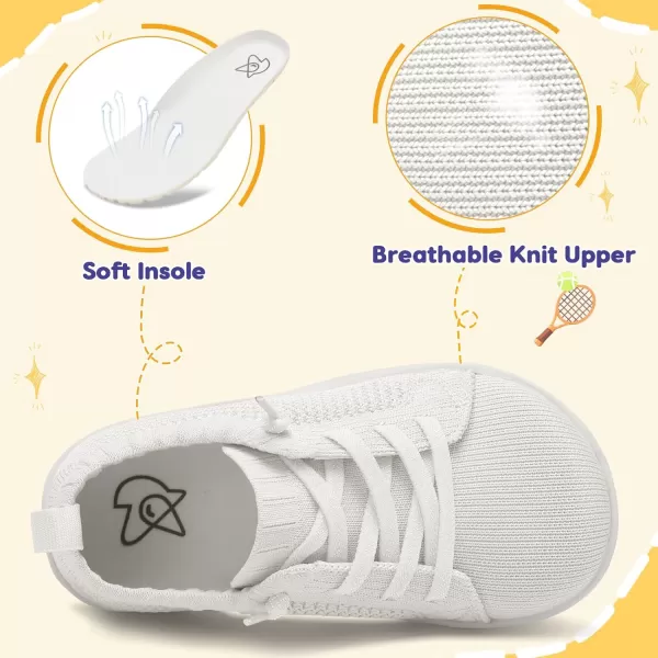 imageLeIsfIt Toddler Shoes Girls Boys Wide Shoes Kids Barefoot Shoes Zero Drop Minimalist Sneakers Slip on Tennis ShoesWhite