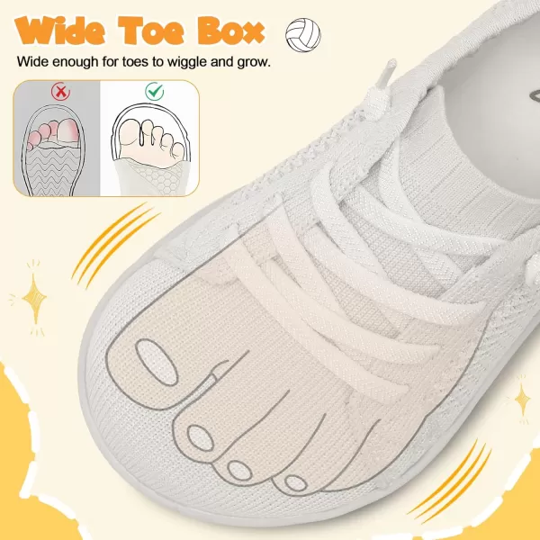 imageLeIsfIt Toddler Shoes Girls Boys Wide Shoes Kids Barefoot Shoes Zero Drop Minimalist Sneakers Slip on Tennis ShoesWhite