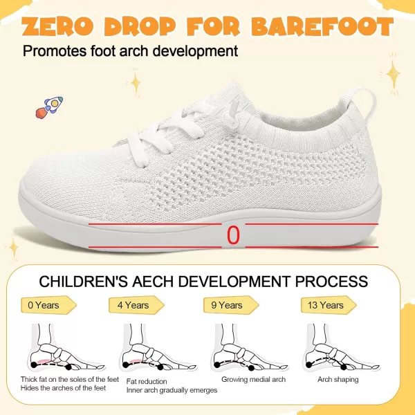 imageLeIsfIt Toddler Shoes Girls Boys Wide Shoes Kids Barefoot Shoes Zero Drop Minimalist Sneakers Slip on Tennis ShoesWhite