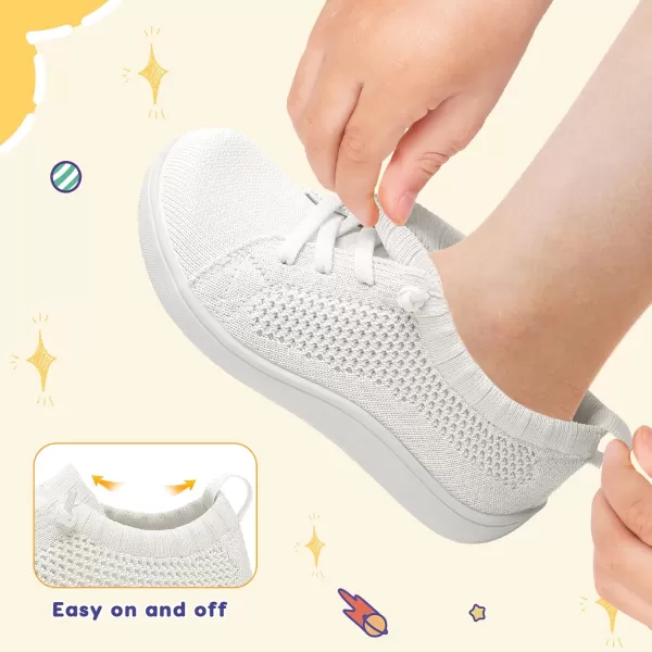 imageLeIsfIt Toddler Shoes Girls Boys Wide Shoes Kids Barefoot Shoes Zero Drop Minimalist Sneakers Slip on Tennis ShoesWhite