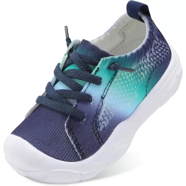 imageLeIsfIt Toddler Shoes Boys Girls Wide Shoes Breathable Barefoot Shoes Kids Sneakers Lightweight Walking Tennis Shoes Slip On ShoesGradient Blue