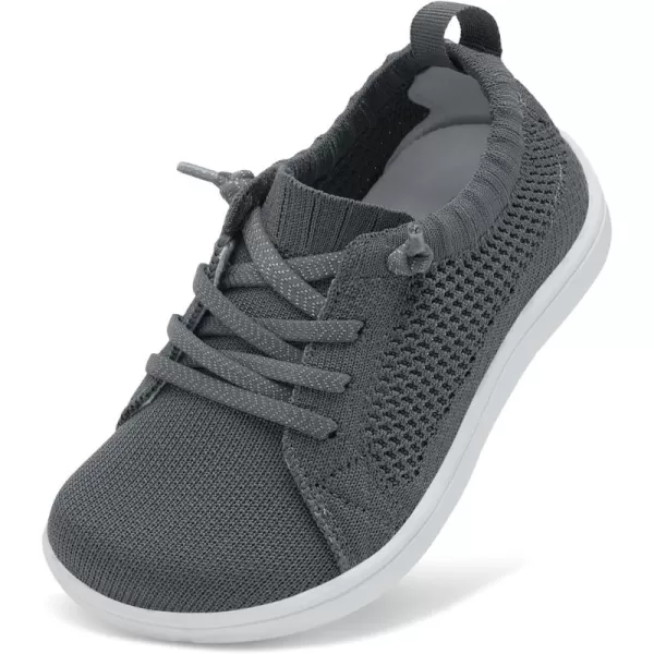 imageLeIsfIt Toddler Shoes Girls Boys Wide Shoes Kids Barefoot Shoes Zero Drop Minimalist Sneakers Slip on Tennis ShoesAdarkgrey