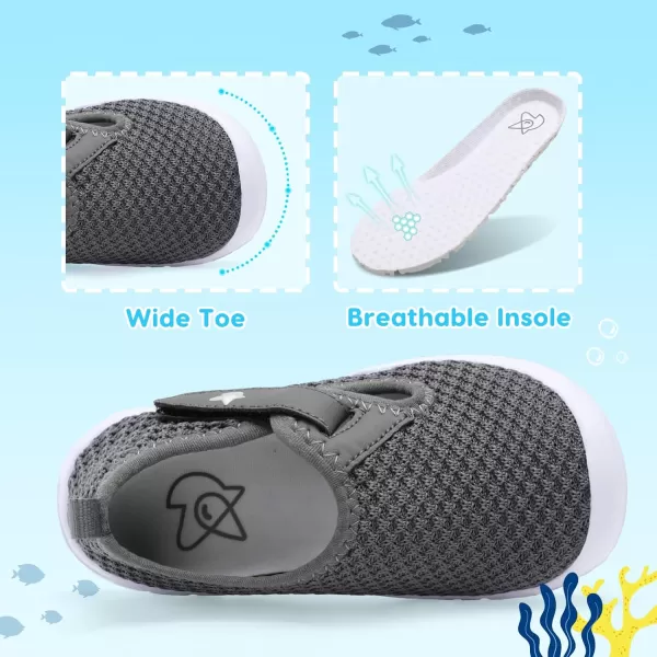 imageLeIsfIt Toddler Shoes Boys Girls Barefoot Shoes Wide Toe Box Shoes Lightweight Walking Shoes Slip On Tennis ShoesBdarkgrey