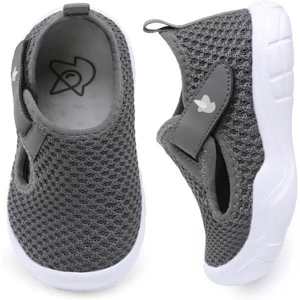 imageLeIsfIt Toddler Shoes Boys Girls Barefoot Shoes Wide Toe Box Shoes Lightweight Walking Shoes Slip On Tennis ShoesBdarkgrey