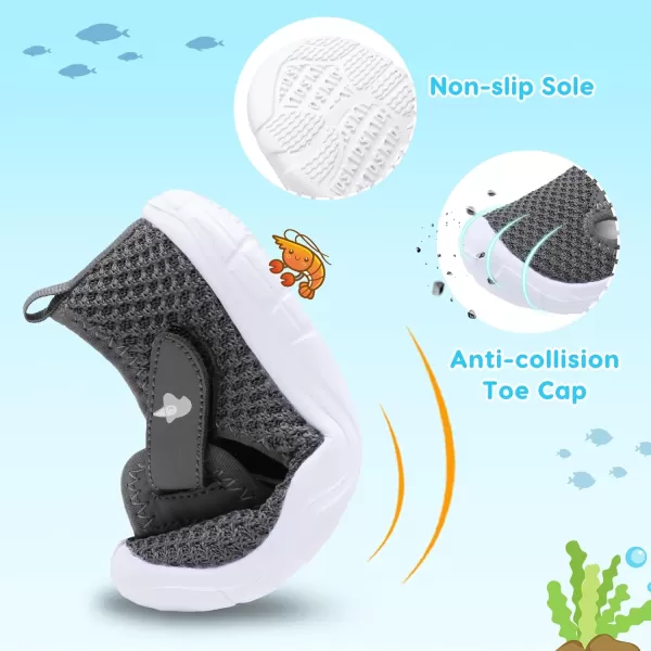 imageLeIsfIt Toddler Shoes Boys Girls Barefoot Shoes Wide Toe Box Shoes Lightweight Walking Shoes Slip On Tennis ShoesBdarkgrey