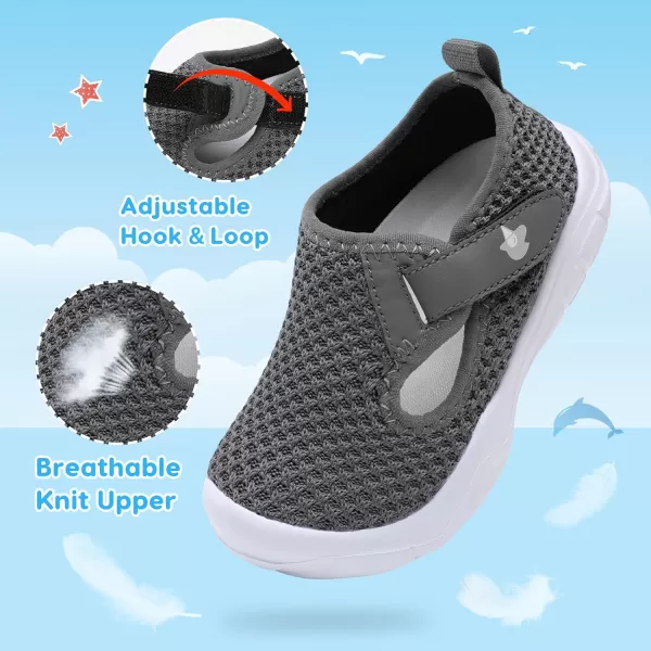 imageLeIsfIt Toddler Shoes Boys Girls Barefoot Shoes Wide Toe Box Shoes Lightweight Walking Shoes Slip On Tennis ShoesBdarkgrey