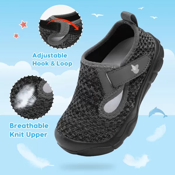 imageLeIsfIt Toddler Shoes Boys Girls Barefoot Shoes Wide Toe Box Shoes Lightweight Walking Shoes Slip On Tennis ShoesBgrey