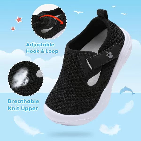 imageLeIsfIt Toddler Shoes Boys Girls Barefoot Shoes Wide Toe Box Shoes Lightweight Walking Shoes Slip On Tennis ShoesBlack