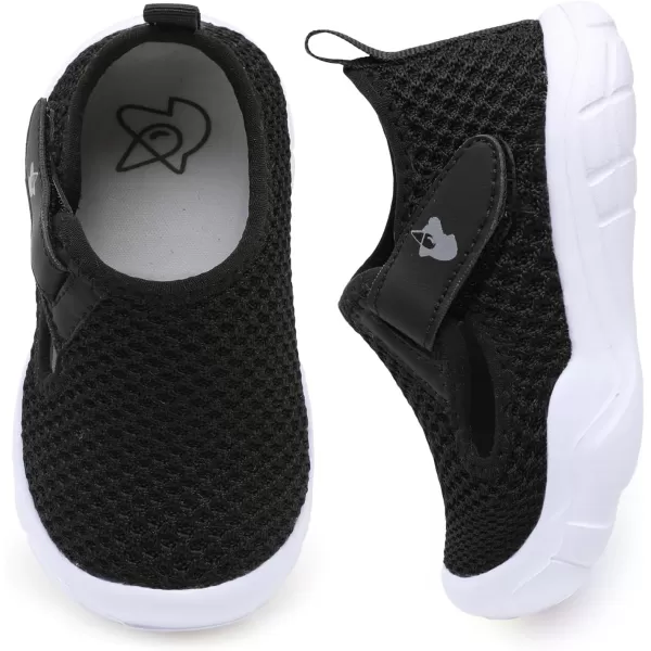 imageLeIsfIt Toddler Shoes Boys Girls Barefoot Shoes Wide Toe Box Shoes Lightweight Walking Shoes Slip On Tennis ShoesBlack