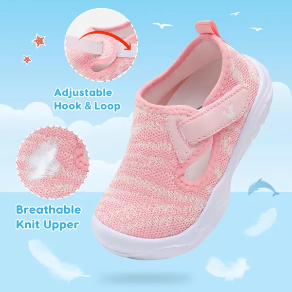 imageLeIsfIt Toddler Shoes Boys Girls Barefoot Shoes Wide Toe Box Shoes Lightweight Walking Shoes Slip On Tennis ShoesBpink