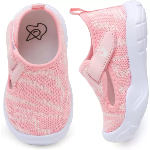 imageLeIsfIt Toddler Shoes Boys Girls Barefoot Shoes Wide Toe Box Shoes Lightweight Walking Shoes Slip On Tennis ShoesBpink