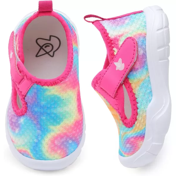 imageLeIsfIt Toddler Shoes Boys Girls Barefoot Shoes Wide Toe Box Shoes Lightweight Walking Shoes Slip On Tennis ShoesTiedye