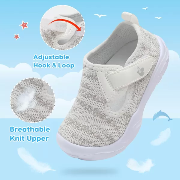 imageLeIsfIt Toddler Shoes Boys Girls Barefoot Shoes Wide Toe Box Shoes Lightweight Walking Shoes Slip On Tennis ShoesWhite