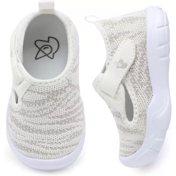 imageLeIsfIt Toddler Shoes Boys Girls Barefoot Shoes Wide Toe Box Shoes Lightweight Walking Shoes Slip On Tennis ShoesWhite