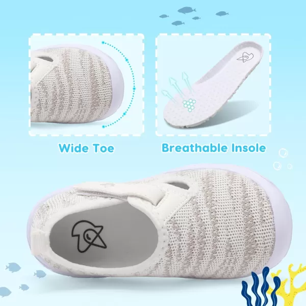 imageLeIsfIt Toddler Shoes Boys Girls Barefoot Shoes Wide Toe Box Shoes Lightweight Walking Shoes Slip On Tennis ShoesWhite