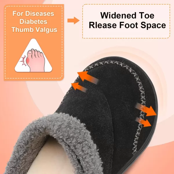 imageLeIsfIt Womens Slippers Wide Diabetic Slippers Memory Foam House Slippers Adjustable Arthritis Edema House Shoes Indoor Outdoor SlippersBlack