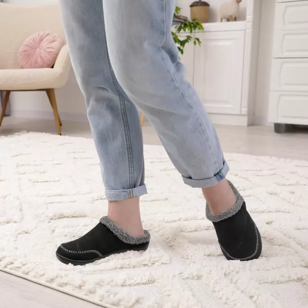 imageLeIsfIt Womens Slippers Wide Diabetic Slippers Memory Foam House Slippers Adjustable Arthritis Edema House Shoes Indoor Outdoor SlippersBlack