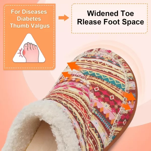 imageLeIsfIt Womens Slippers Wide Diabetic Slippers Memory Foam House Slippers Adjustable Arthritis Edema House Shoes Indoor Outdoor SlippersBohemia