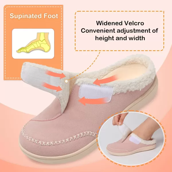 imageLeIsfIt Womens Slippers Wide Diabetic Slippers Memory Foam House Slippers Adjustable Arthritis Edema House Shoes Indoor Outdoor SlippersBpink