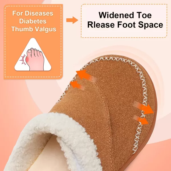 imageLeIsfIt Womens Slippers Wide Diabetic Slippers Memory Foam House Slippers Adjustable Arthritis Edema House Shoes Indoor Outdoor SlippersBrown