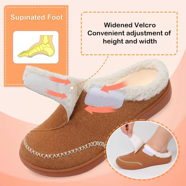 imageLeIsfIt Womens Slippers Wide Diabetic Slippers Memory Foam House Slippers Adjustable Arthritis Edema House Shoes Indoor Outdoor SlippersBrown