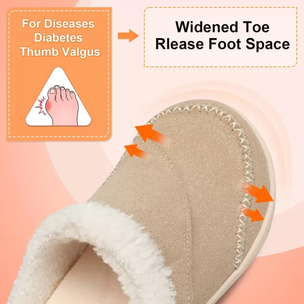 imageLeIsfIt Womens Slippers Wide Diabetic Slippers Memory Foam House Slippers Adjustable Arthritis Edema House Shoes Indoor Outdoor SlippersDapricot