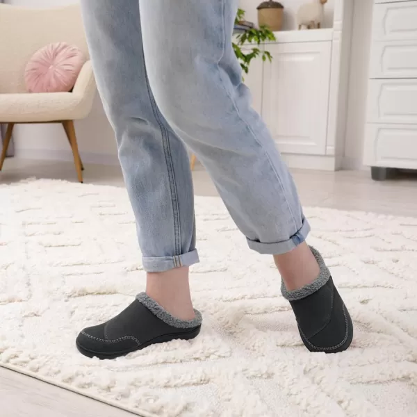 imageLeIsfIt Womens Slippers Wide Diabetic Slippers Memory Foam House Slippers Adjustable Arthritis Edema House Shoes Indoor Outdoor SlippersDark Grey