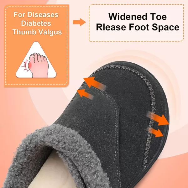 imageLeIsfIt Womens Slippers Wide Diabetic Slippers Memory Foam House Slippers Adjustable Arthritis Edema House Shoes Indoor Outdoor SlippersDark Grey