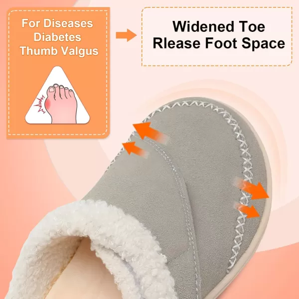 imageLeIsfIt Womens Slippers Wide Diabetic Slippers Memory Foam House Slippers Adjustable Arthritis Edema House Shoes Indoor Outdoor SlippersGrey