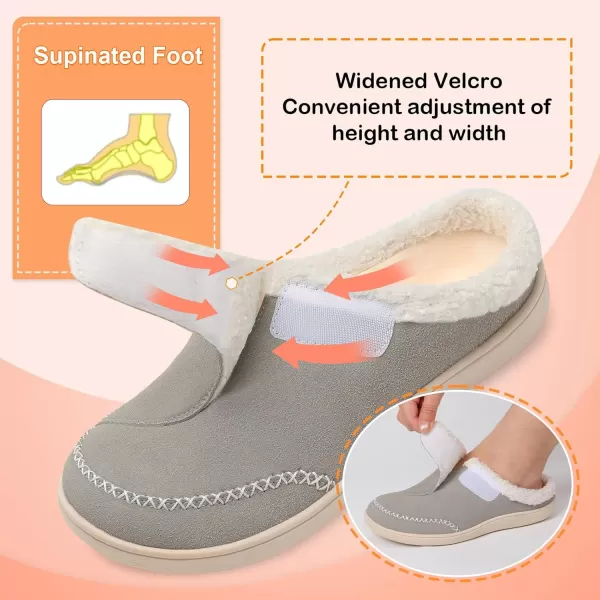 imageLeIsfIt Womens Slippers Wide Diabetic Slippers Memory Foam House Slippers Adjustable Arthritis Edema House Shoes Indoor Outdoor SlippersGrey
