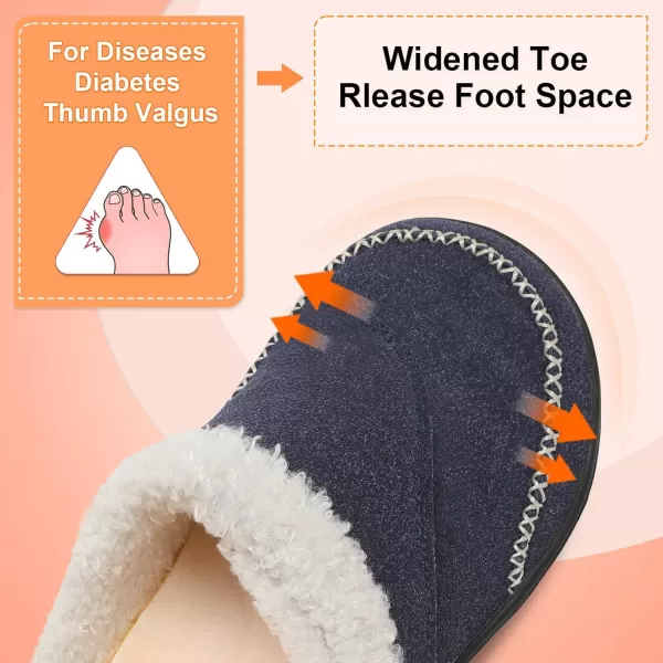 imageLeIsfIt Womens Slippers Wide Diabetic Slippers Memory Foam House Slippers Adjustable Arthritis Edema House Shoes Indoor Outdoor SlippersNavy