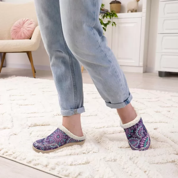 imageLeIsfIt Womens Slippers Wide Diabetic Slippers Memory Foam House Slippers Adjustable Arthritis Edema House Shoes Indoor Outdoor SlippersPurple Pattern