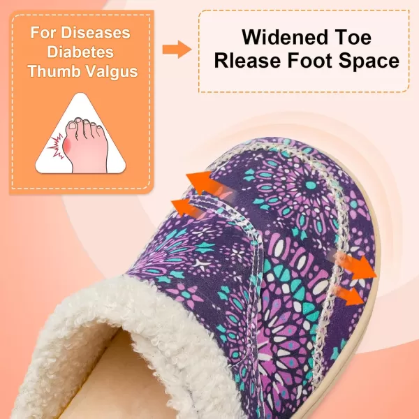 imageLeIsfIt Womens Slippers Wide Diabetic Slippers Memory Foam House Slippers Adjustable Arthritis Edema House Shoes Indoor Outdoor SlippersPurple Pattern