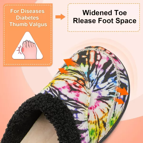imageLeIsfIt Womens Slippers Wide Diabetic Slippers Memory Foam House Slippers Adjustable Arthritis Edema House Shoes Indoor Outdoor SlippersTiedye