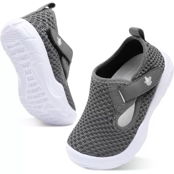 imageLeIsfIt Toddler Shoes Boys Girls Barefoot Shoes Wide Toe Box Shoes Lightweight Walking Shoes Slip On Tennis ShoesBdarkgrey
