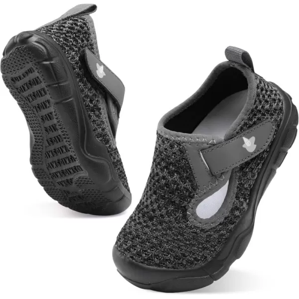 imageLeIsfIt Toddler Shoes Boys Girls Barefoot Shoes Wide Toe Box Shoes Lightweight Walking Shoes Slip On Tennis ShoesBgrey