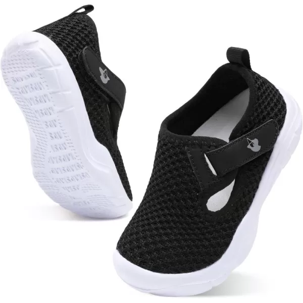 imageLeIsfIt Toddler Shoes Boys Girls Barefoot Shoes Wide Toe Box Shoes Lightweight Walking Shoes Slip On Tennis ShoesBlack