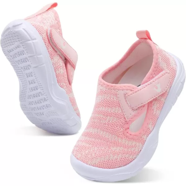 imageLeIsfIt Toddler Shoes Boys Girls Barefoot Shoes Wide Toe Box Shoes Lightweight Walking Shoes Slip On Tennis ShoesBpink