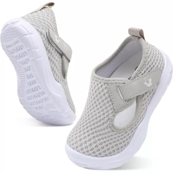 imageLeIsfIt Toddler Shoes Boys Girls Barefoot Shoes Wide Toe Box Shoes Lightweight Walking Shoes Slip On Tennis ShoesLightgrey