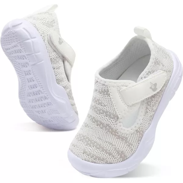 imageLeIsfIt Toddler Shoes Boys Girls Barefoot Shoes Wide Toe Box Shoes Lightweight Walking Shoes Slip On Tennis ShoesWhite