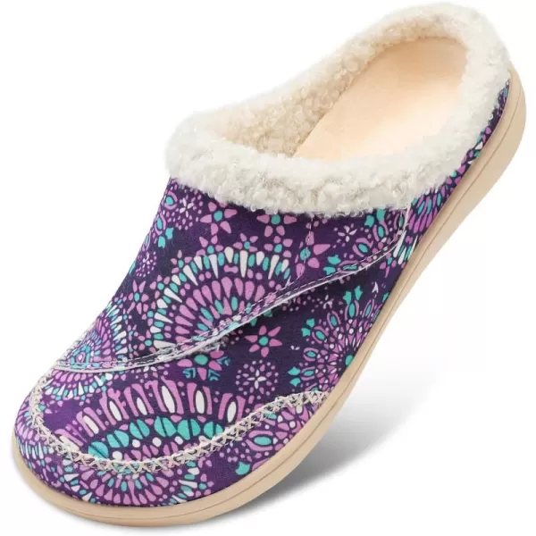 imageLeIsfIt Womens Slippers Wide Diabetic Slippers Memory Foam House Slippers Adjustable Arthritis Edema House Shoes Indoor Outdoor SlippersPurple Pattern