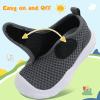 imageLeIsfIt Toddler Shoes Girls Boys Wide Barefoot Shoes Kids Breathable Sneakers Lightweight Tennis Shoes Athletic Walking Shoes Slip On ShoesAdark Grey