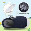 imageLeIsfIt Toddler Shoes Girls Boys Wide Barefoot Shoes Kids Breathable Sneakers Lightweight Tennis Shoes Athletic Walking Shoes Slip On ShoesNavy