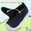 imageLeIsfIt Toddler Shoes Girls Boys Wide Barefoot Shoes Kids Breathable Sneakers Lightweight Tennis Shoes Athletic Walking Shoes Slip On ShoesNavy