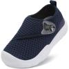imageLeIsfIt Toddler Shoes Girls Boys Wide Barefoot Shoes Kids Breathable Sneakers Lightweight Tennis Shoes Athletic Walking Shoes Slip On ShoesNavy