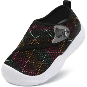 imageLeIsfIt Toddler Shoes Girls Boys Wide Barefoot Shoes Kids Breathable Sneakers Lightweight Tennis Shoes Athletic Walking Shoes Slip On ShoesBlack