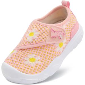 imageLeIsfIt Toddler Shoes Girls Boys Wide Barefoot Shoes Kids Breathable Sneakers Lightweight Tennis Shoes Athletic Walking Shoes Slip On ShoesPinkflower