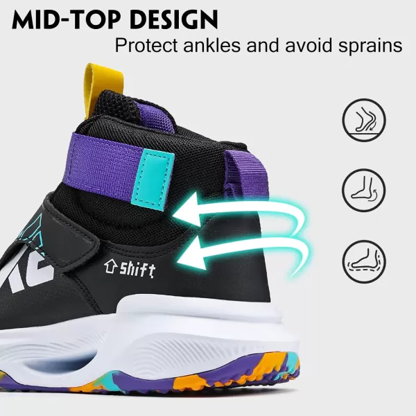 VITUOFLY Kids Basketball Shoes Boys Air Cushion Sneakers Girls Mid Top School Training Shoes Non-Slip Outdoor Sports Shoes Comfortable Boys Running Shoes Durable Little Kid/Big Kid