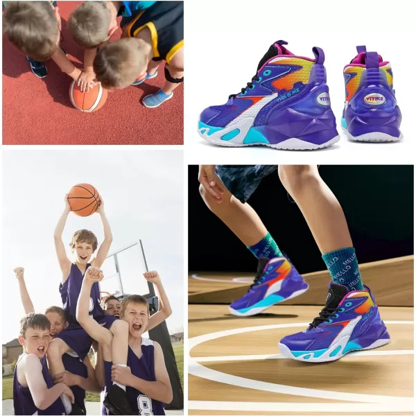 VITUOFLY Kids Basketball Shoes Boys Air Cushion Sneakers Girls Mid Top School Training Shoes Non-Slip Outdoor Sports Shoes Comfortable Boys Running Shoes Durable Little Kid/Big Kid